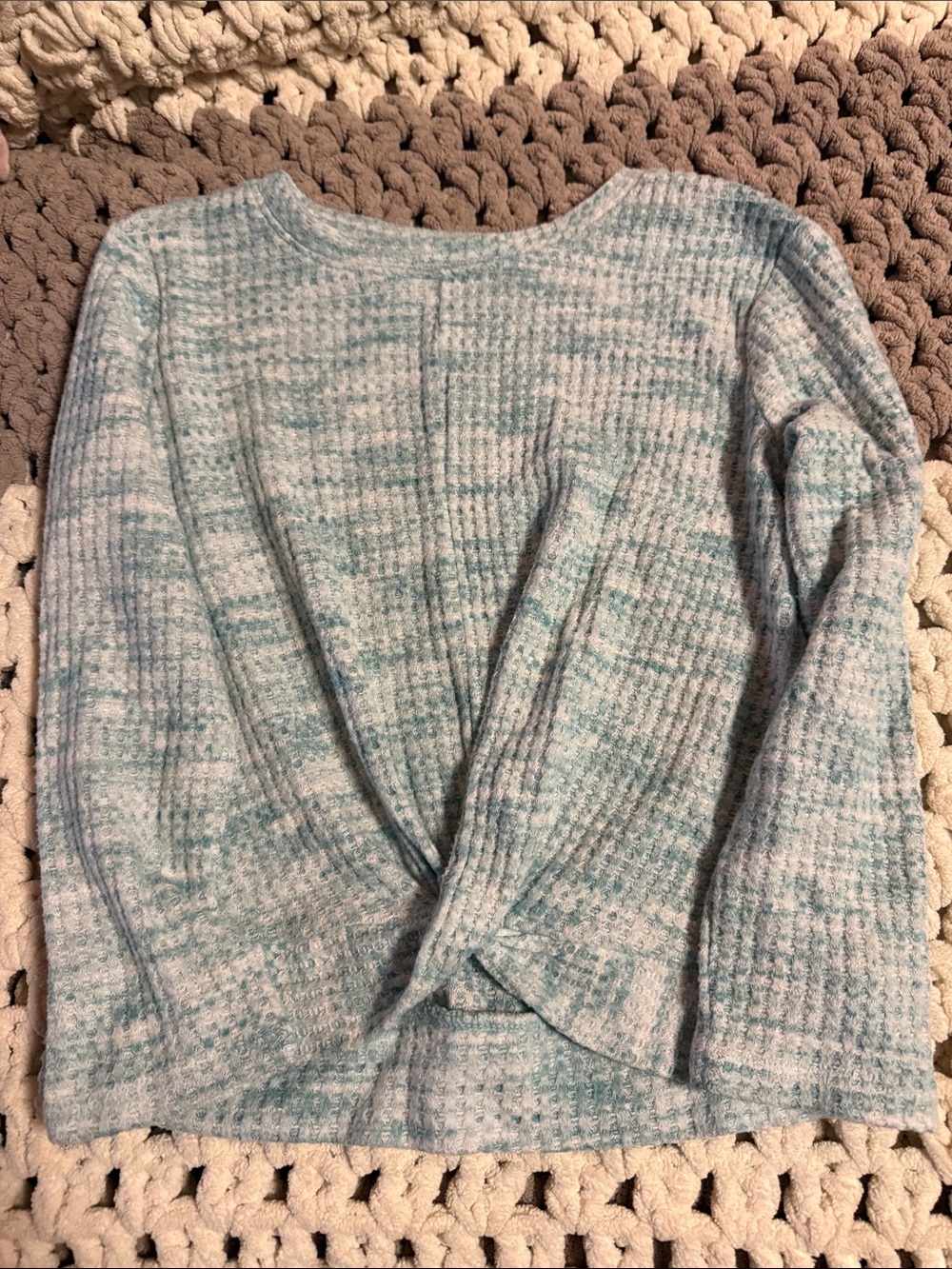 jumping beans Light Aqua Marled Twist-Front Waffle Top